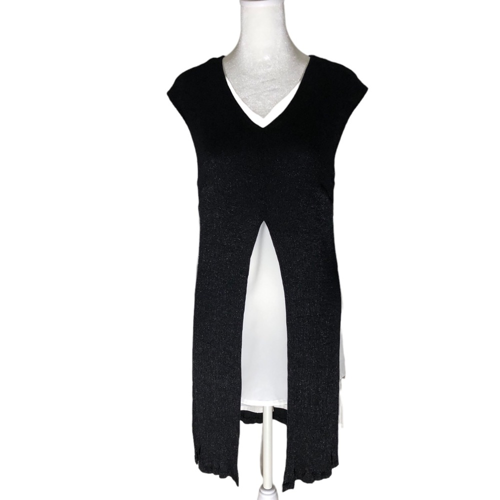 NAYA Chic & Classic Layered Sleeveless V-Neck One-Piece Sheath Dress Size 2